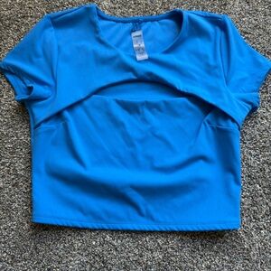 garage cropped top athletic blue